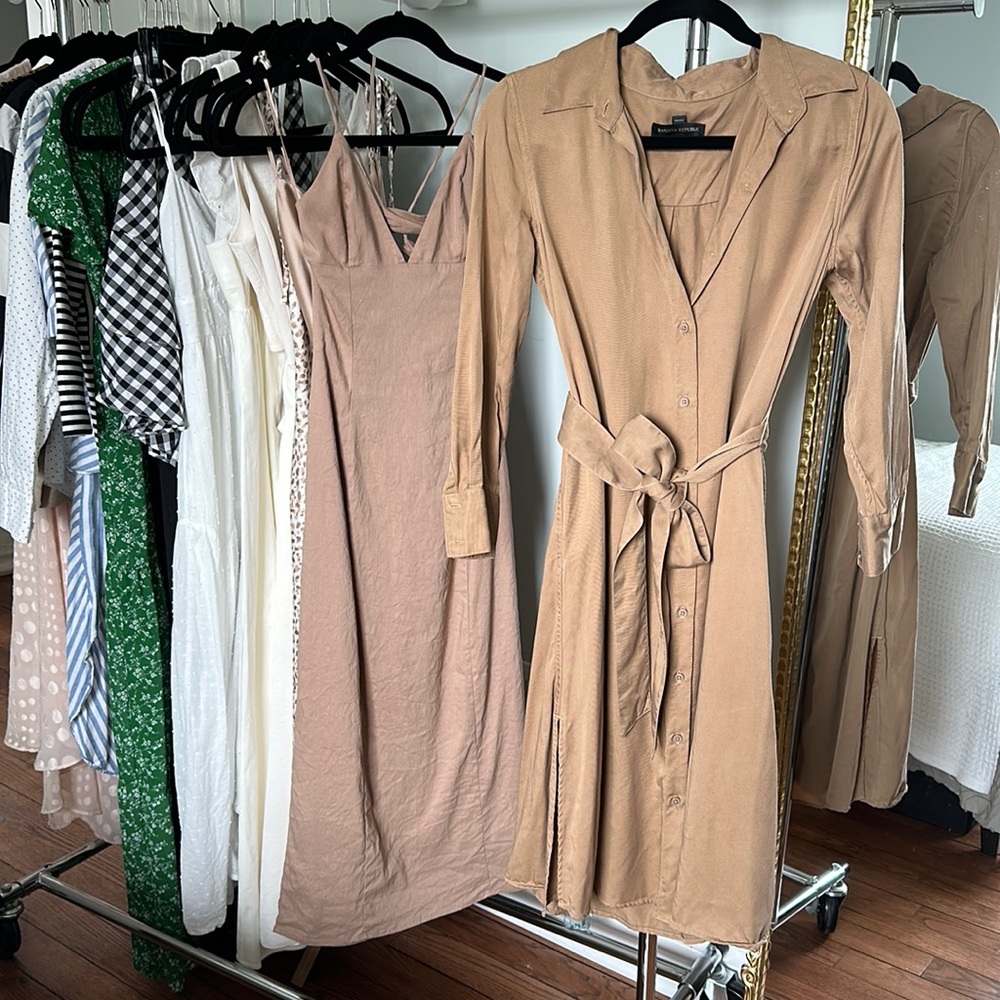 Banana Republic Midi Tie Waist Shirt Dress